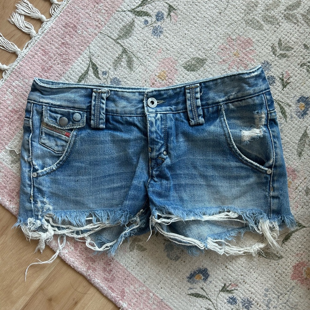 Distressed Blue Denim Shorts